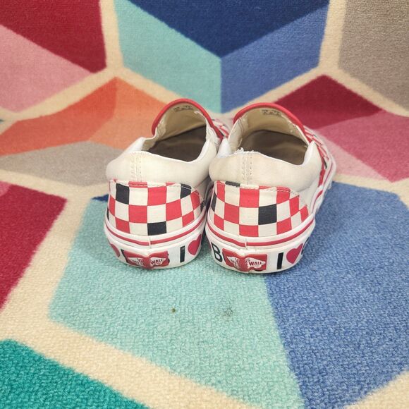 Vans Slip-On Red White Checkerboard I Love/Heart Boys Girls Mens 7 Women's 8.5 - Picture 4 of 5